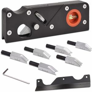 Chamfer Plane-Woodworking Edge Corner Plane with Auxiliary Locator, Hand Plane Suitable for Quick Edge Trimming of Wood (W/7cuters) (Black Purle)