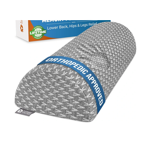 5 STARS UNITED Knee Pillow for Back Sleeping – Memory Foam Cushion for Sciatica Pain Relief – Under Leg Support for Sleeping on Back – Half Moon Bolster for Bed, Gray