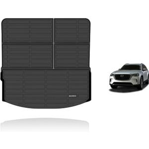 KELCSEECS All Weather Cargo Liner for 2025 Mazda CX-90 & 2024 Mazda CX90 PHEV (Plug in Hybrid) 7&8 Seater TPE All Weather Car Trunk Mats Waterproof Non-Slip 60/40 Split Folding Rear Seat