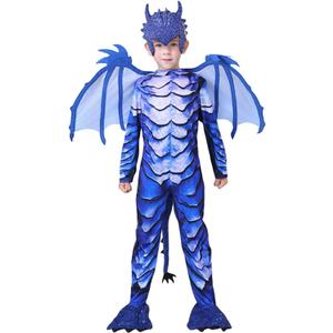 Tempura Halloween Clown Costume Romper for Kids Creepy Killer Costume Horror Cosplay Jumpsuit Outfits (9-10 Years, Blue)