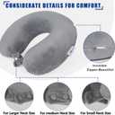 SAIREIDER Travel Pillows for Sleeping Airplane 100% Pure Memory Foam Neck Pillow for Airplanes Washable Cover(Grey)