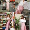 Zeagoo Skirts for Women High Waist Skirt Elegant Midi Skirt Satin (Pink, S)