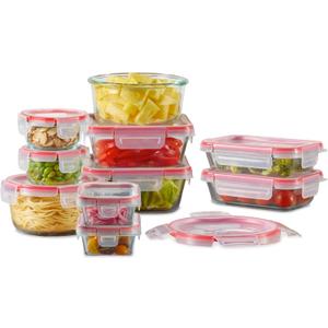 Pyrex Freshlock (10-Pack) Mixed Sized Airtight Glass Food Storage Container Set, Non Toxic, with Plastic BPA-Free Leakproof Locking Lids