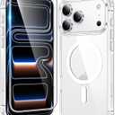 FNTCASE for iPhone 17 Pro Case: Compatible with Magsafe Clear Magnetic Phone Cases Drop Proof Anti Yellowing Slim Shockproof Rugged Protective Transparent Cell Cover with Screen Protector(Clear)
