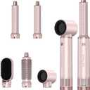 5 in 1 Hair Styler Curler & Air Dryer Brush, Low-Speed Negative Ionic Air Styler Drying, Multi Hair Styler, Professional Blow Dryer Brush for Curling Volumizing Straightening Styling (Pink)