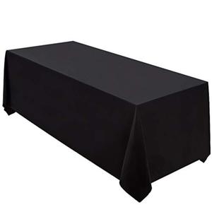 Surmente Black Tablecloth 90 x 132-inch Rectangular Polyester Table Cloth for Weddings, Banquets, or Restaurants 2 Pack