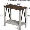 ChooChoo Farmhouse End Table Set of 2, Narrow Side End Table with Storage Shelf, Rustic A-Design Nightstand Sofa Table for Living Room, Bedroom(White&Brown), 2 Pack