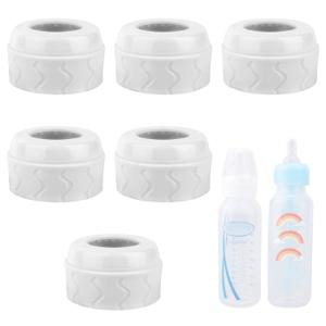6pcs Replacement Bottle Nipple Collars Rings for Dr. Brown's Narrow Plastic & Glass Bottles 4oz & 8oz, No Leak BPA Mess Free Caps Nipple Ring Spill Proof Baby Feeding Parts Accessories (White)