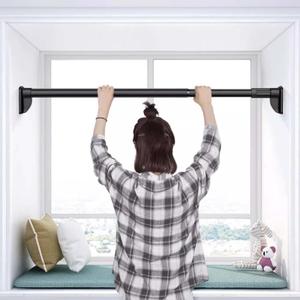 Heavy Duty Adjustable Closet Rod No-Drill,Extender Hanging Clothes Pole,Shower Curtain Rods | Window Curtain Bar | Wardrobe Garment Organizer Rod (0.7~1.2m (27.6~47.2in), Black)