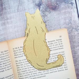 2 x Literature Brass Bookmark - Metal Bookmark, Paper Clip, Brass Page Markers, Book Lover Gifts for Women, Birthday Teacher Christmas Gifts for Women (Cat)