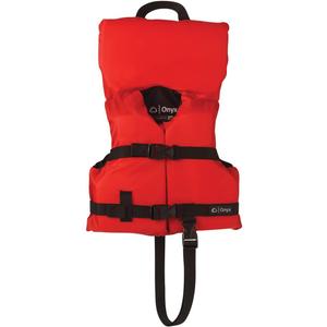 Onyx Infant & Child Life Jacket  USCG Approved General Purpose Vest for Boating, Water Sports & Safety  Fits Infants/Children Under 50lbs (Red)