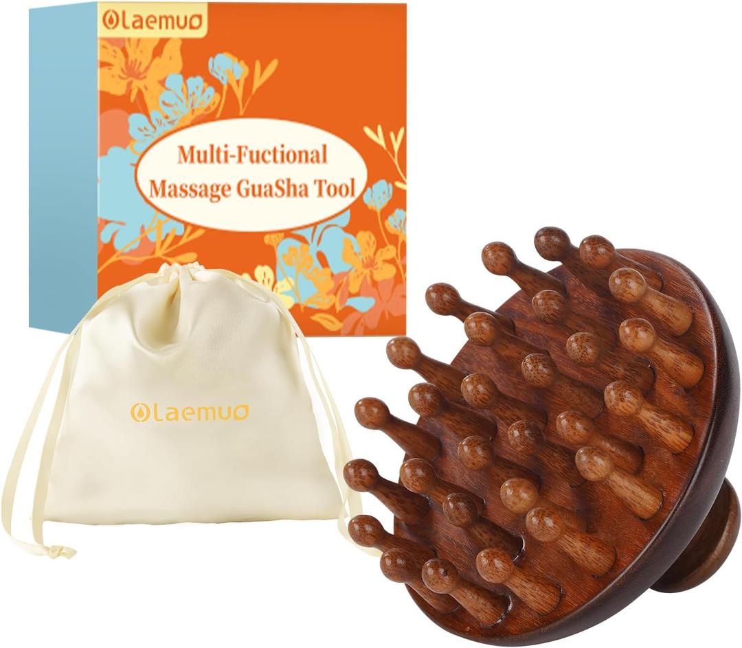 Wooden Scalp Massager for Hair GrowthFull Body Massage ToolScalp BrushGua ShaPortable Massage Tool