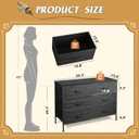 WLIVE Dresser for Bedroom with 6 Drawers, Dresser TV Stand for 50 Inches TV with Metal Frame, Wooden Top, Chest of Drawers, Dresser for Living Room, Hallway, Charcoal Black Wood Grain Print