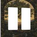 Decorative Art Light Switch Covers Tree 2 Gang Dual Rocker Outlet Switch plate Faceplate GFCI