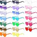 12/20/24 Pairs Heart Sunglasses for Women Men, Trendy Heart Shaped Rimless Transparent Sunglasses, Party Favors
