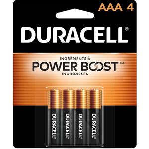 Duracell Coppertop AAA Batteries with Power Boost Ingredients, 4 Count Pack Triple A Battery with Long-lasting Power, Alkaline AAA Battery for Household and Office Devices