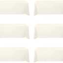 BRILLMAX 6 Pack Ivory Tablecloths for 8 Foot Rectangle Tables 90 x 156 Inch - 8ft Rectangular Bulk Linen Polyester Fabric Washable Cloth Cover for Wedding Reception Banquet Birthday Party