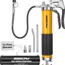 SEDY Heavy Duty Grease Gun Kit - 14oz Free Grease Tube 8000 PSI Pistol High Pressure Flexible Hose Bearing Grease Pump Marine Durable Connectors Adapters Extension Tubes Nozzle Easy Operation (EXP 07/08/26)