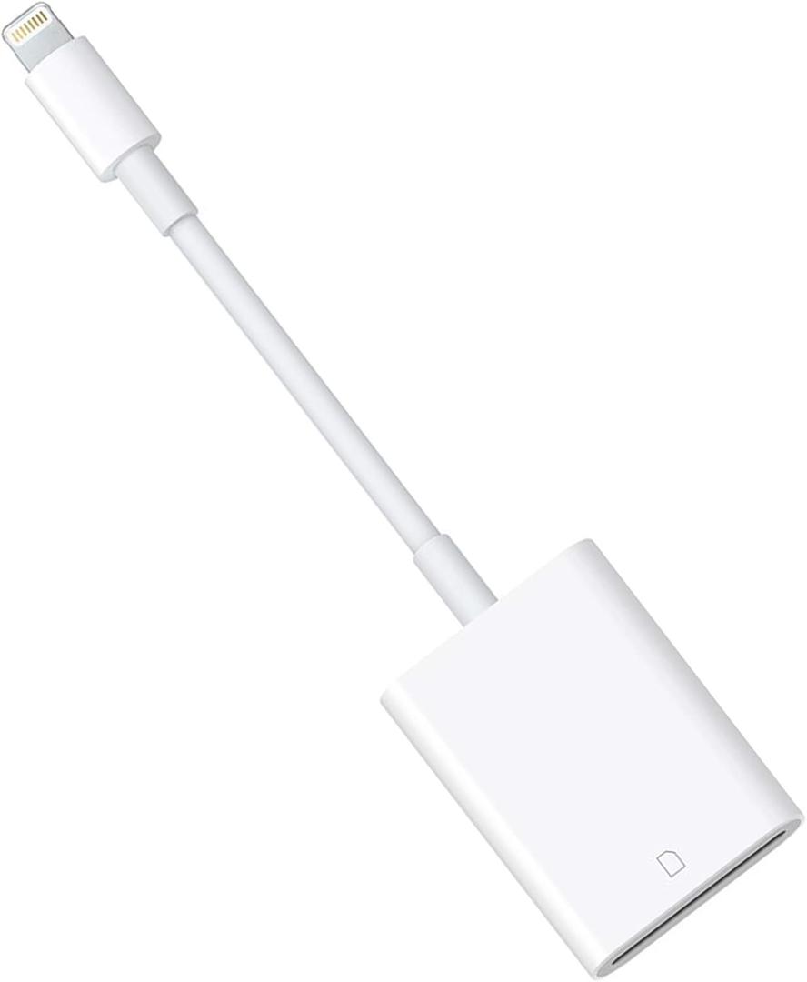 Lightning to SD Card Reader for Select iPhone, iPad and iPod Models (Support iOS 13 and Before), Trail Game Camera Viewer, No App Required (White)