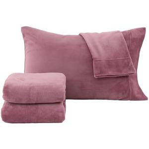 Great Bay Home 4-Piece Velvet Plush Micro Fleece Queen Size Sheet Set - Deluxe Microplush Non-Pilling Bed Sheets- Lavish Sherpa Winter Bedding Set (Rose)
