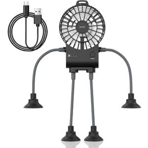 Simfree Portable Fan,Robot Desk Fan with Suckers-Rechargeable Portable Table Fan,3 Speeds Hands Free Fan for Home, Office,Game Room,Car and Outdoor Use-Black
