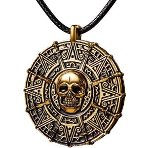 Spooktacular Creations Halloween Pirate Coin Necklace Pirate Skull Necklace Accessories for Men Women Halloween Cosplay, Pirates Costume, Halloween Dress Up Party Favors