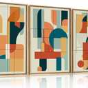 FWIEXA Mid Century Modern Wall Art Set Framed, Modern Canvas Art Wall Decor, Large Abstract Wall Painting, 3 Piece 16x24 Inches Artwork for Living Room, Bedroom, Office