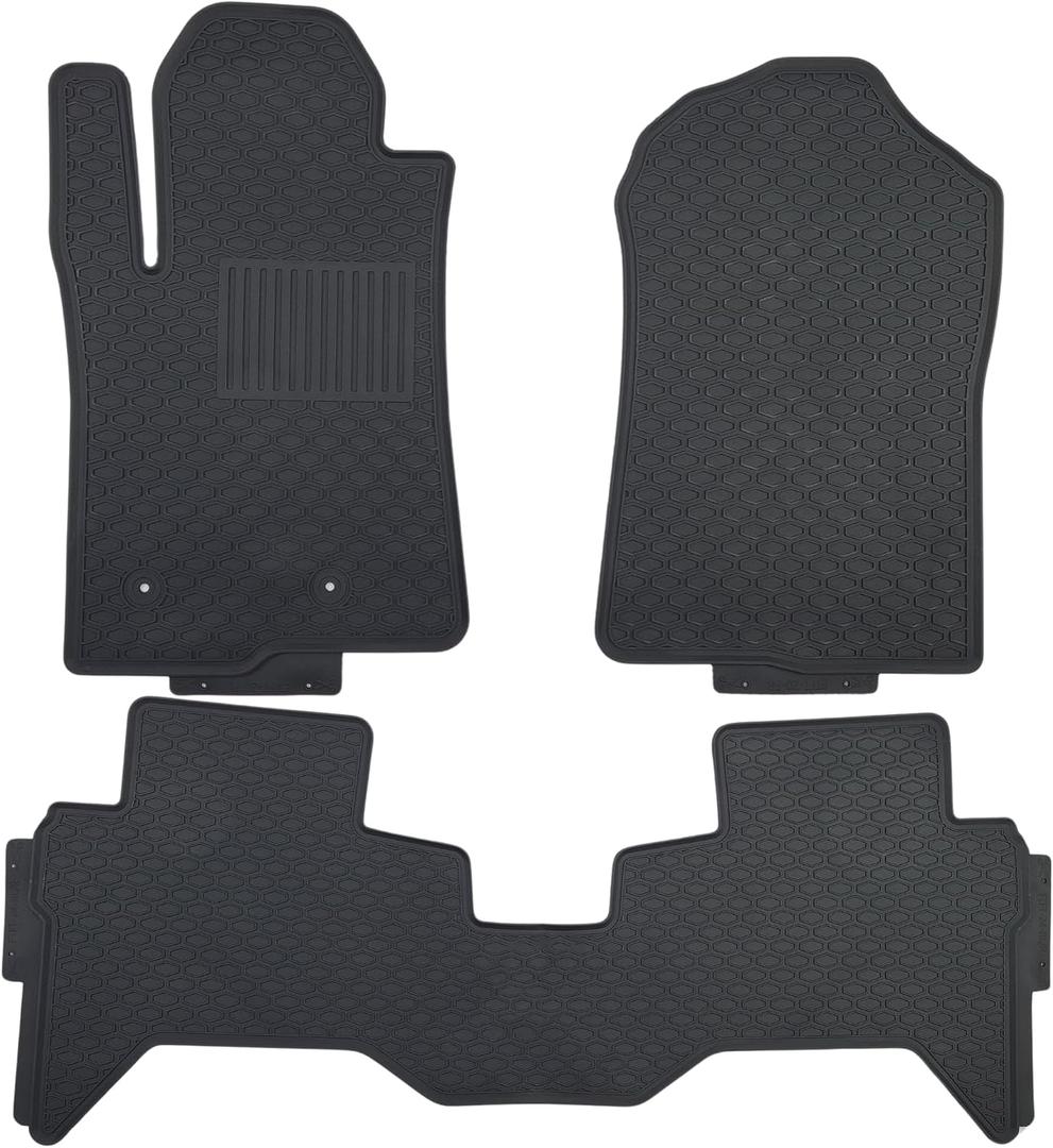 Custom-fit for 2019-2025 Ford Ranger Premium All-Weather Rubber Floor Mats and Liners Front and 2nd Row Heavy Duty Set (Black)