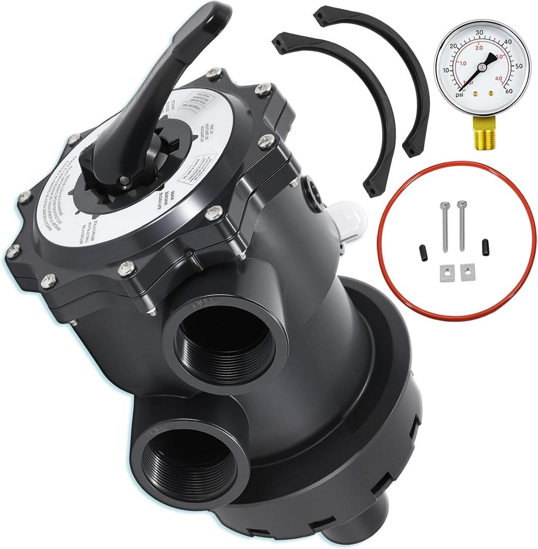 SP071620T 2'' Top-Mount Multiport Valve, Compatible with Hayward Pro Series S270T2 / S310T2 / S360T2 Sand Filters, with Clamp & O-Ring
