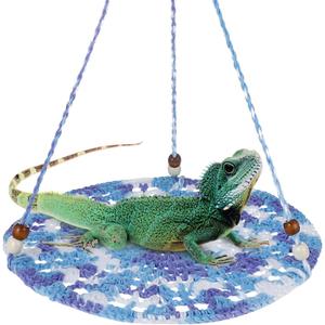 Jspupifip Bearded Dragon Accessories for Habitat,Bearded Dragon Tank Decor Basking Platform Gecko Tank Leopard Gecko Tank Accessories for Chameleon Birds Rats Hamster Iguana (Blue)