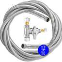 Refrigerator Ice Maker Water Line Kit - 12' Braided Stainless Steel Fridge Water Line with 1/4" Compression Fittings Pex Tubing Core and Water Splitter