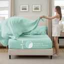 Bedsure Full Comforter Set Mint Green - Bed in a Bag Full Size Bedding Set 7 Pieces, GentleSoft Pintuck Bed Set Gift for Family, All Season Down Alternative Comforter with Sheets, Pillowcases & Shams