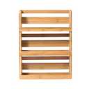 Lipper International Bamboo Wood 3-Tier Spice Rack 8840 - Space Saving 12" x 2.3" Vertical Storage for Spices or Craft Supplies - Attached Ring Hangers, Easy Hand Wash Maintenance