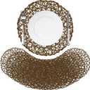 comfoyar Round Paper Braided Placemats Set of 12, 13 Inch Non-Slip Dark Brown Hand Woven Place Mats, Natural Table Mats for Indoor Outdoor Kitchen Dining Party Table Decoration