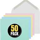 1InTheOffice A2 Envelopes, Colored Envelopes, Invitation Envelope Quarter Fold, 4 3/8" x 5 3/4", 50/Box