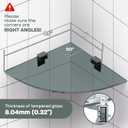 Bakzon 2-Pack Glass Shelf Shower Caddie, Shower Shelves for Inside Shower, Drilling Free Adhesive Wall Mounted Bathroom Organizer Shelves with Aluminium Brackets, Black, Triangle