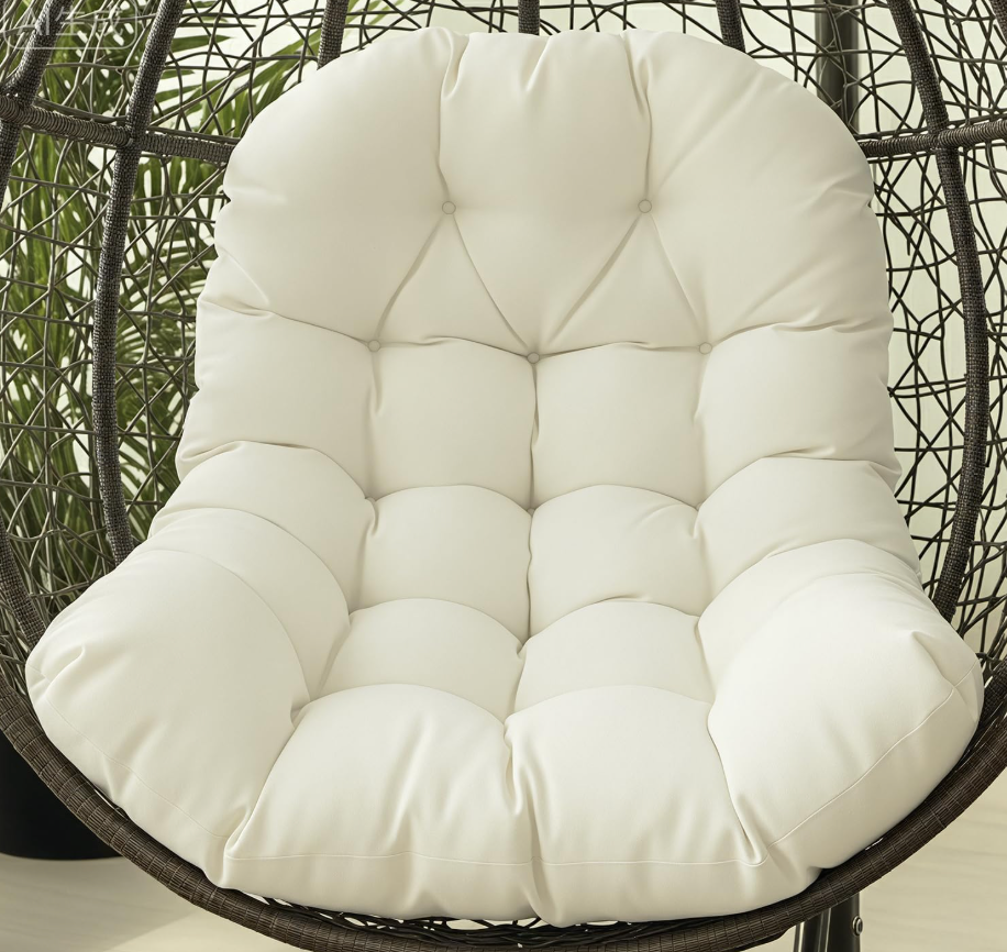 Egg Chair Cushion Replacement Outdoor Hanging Chair Cushion for Patio Furiture Hammock Swing Cushion 47x35x6 Inches (White)