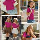 Girls Short Sleeve Shirts 5-14Y | Crew Neck, Causal, Soft, Summer, Loose, Casual, Simple, Basic, Breathable, Comfortable, Lightweight, Stretchy, Relaxed Fit (Pink)