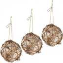 winemana Bird Nesting Material Holder for Hummingbirds, 3 Pack Natural Nesting Balls with Cotton Fibers for Wild Birds Outdoor Hummingbird House Gift for Bird Lovers Refillable