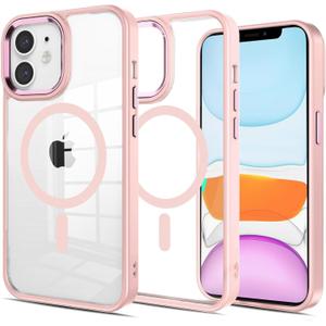 Magnetic for iPhone 11 Case [Compatible with Magsafe] [Military-Grade Protection] Thickened Anti-Drop Transparent Anti-Yellowing Protective case (Pink, iPhone 11)