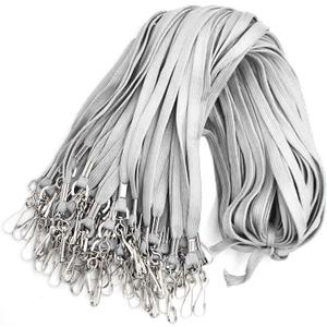 Bird Fiy Lanyard 100 Pack Bulk Badge Lanyards for ID Badges Neck Cruise Name Tag ID Holder (Gray)