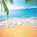 Allenjoy 5x7ft Tropical Beach Background Palm Leaves Ocean Island Seaside Scene Summer Wedding Photography Backdrop Baby Birthday Bridal Shower Party Decoration Banner Photo Booth Props Yellow