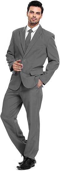 U LOOK UGLY TODAY Men's Party Suit Solid Color Prom Suit for Themed Party Events Clubbing Jacket with Tie Pants, Size XL