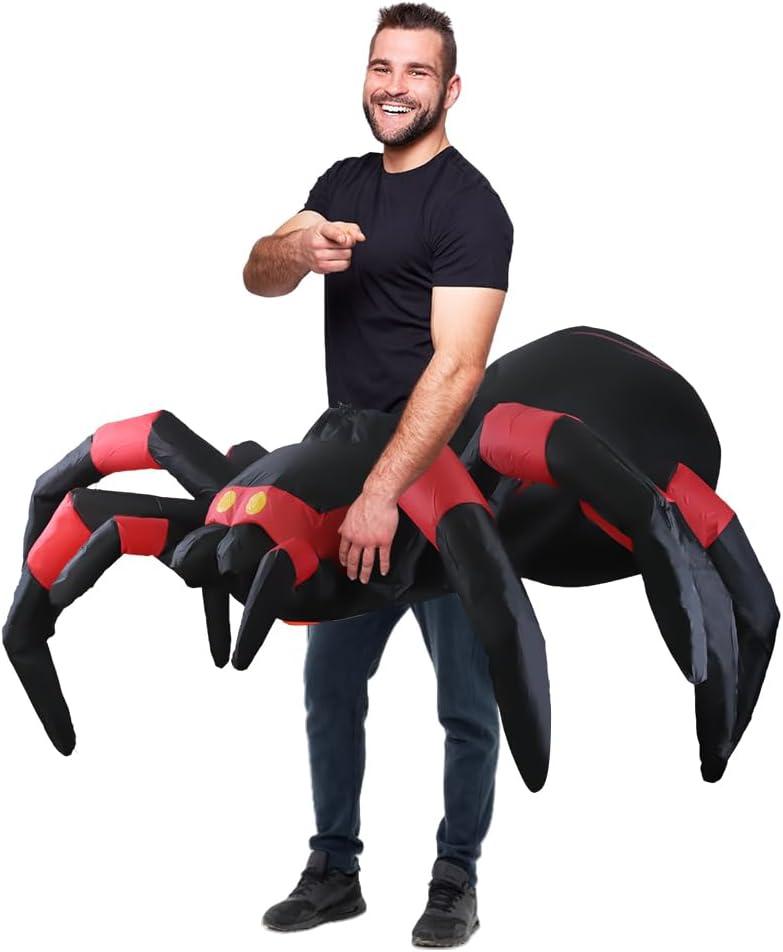 Inflatable Costume Adult Spider Riding, Halloween Funny Blow Up Spider Costume for Women Men