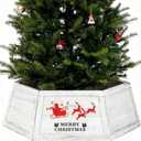 Weysat 30" Wooden Tree Collar Box Christmas Tree Skirt Collar Christmas Decoration Farmhouse Xmas Stand Cover Natural Wood Rustic Hexagon Xmas Base Cover 6-Piece Fit Below 29.5"(White Rustic)