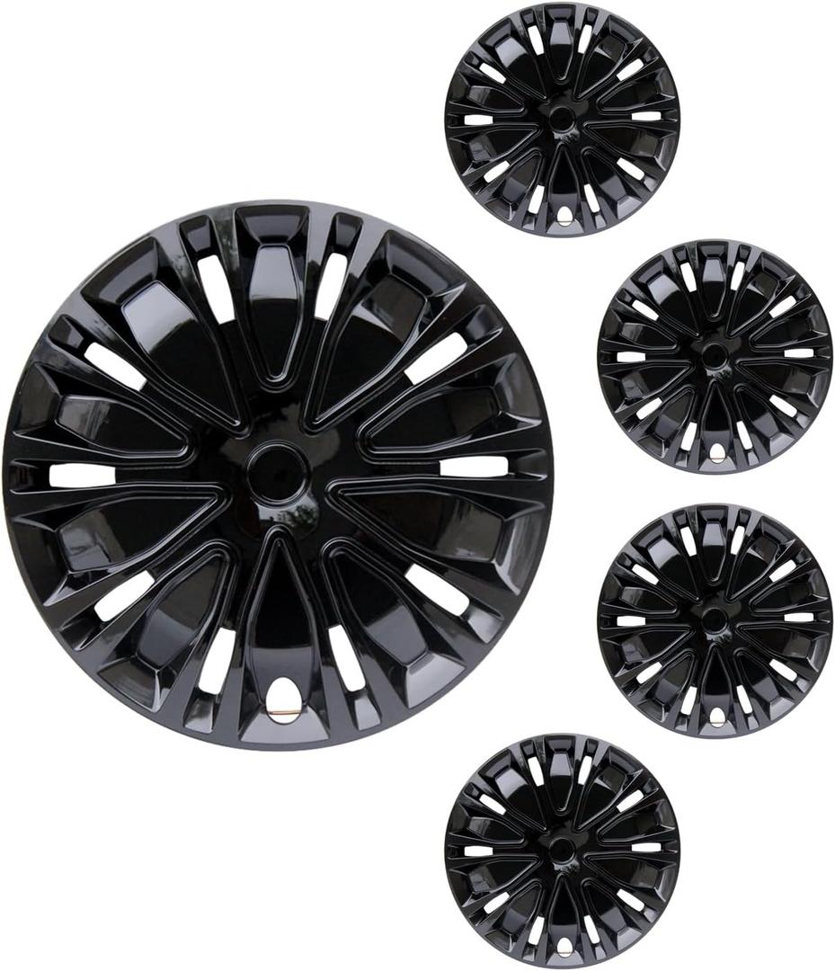 Hubcap Wheel Cover Replacement R15 Hub Caps Universal-Fit Steel Wheel Rim Cover ABS Material Exterior Accessories for Car Truck SUV -Set of 415-inch Black