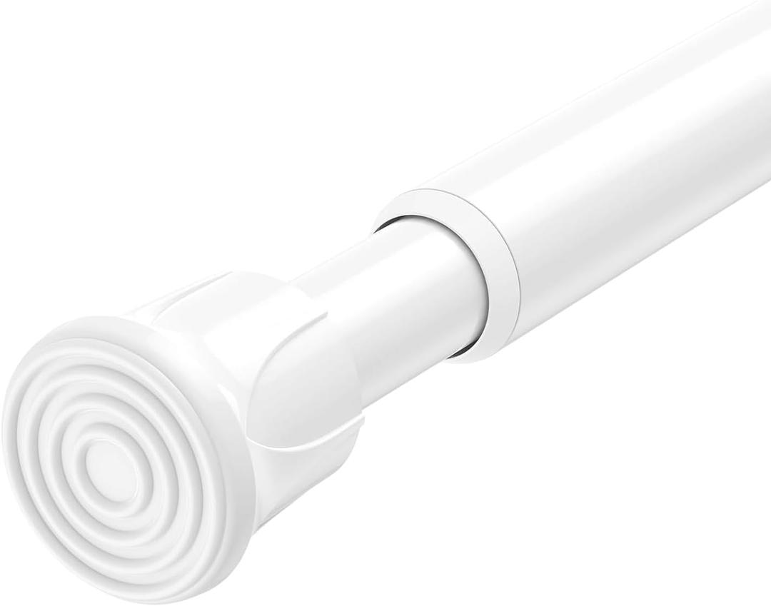 Tension Rod 28 to 48 inch, Adjustable Curtain Rods No Drilling Spring Rods Extendable Pressure DIY Tension Rod for Window Closet Kitchen, White