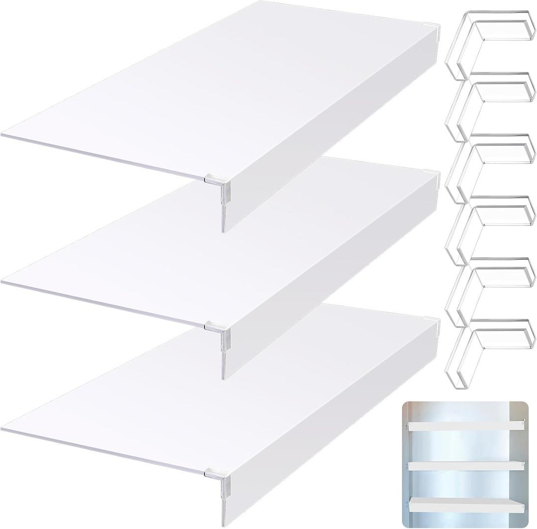 Hoolerry 3 Pcs 33 x 16 Inch Foamed PVC Wire Rack Covers for Removable Closet Decoration(Not Wood) Don't Bear Too Much Weight Pantry Shelves Covers for Bathroom Kitchen Shelving(White)