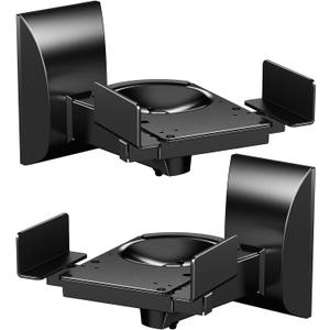 WALI Speaker Wall Mounts, Dual Side Clamping Bookshelf Mounting Bracket for Large Surrounding Sound Speakers, Hold up to 55 lbs. (SWM201), 1 Pair, Black (Standard)