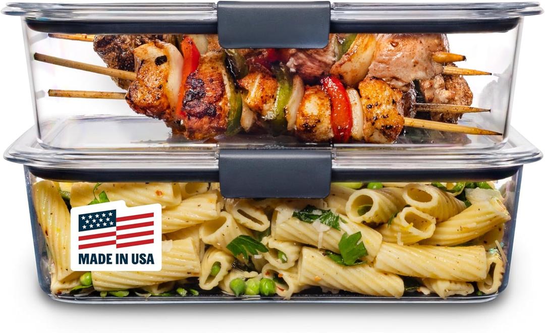 Rubbermaid Brilliance BPA-Free Food Storage Containers with Lids, Airtight Clear Set of 1 (9.6 Cup), Ideal for Lunch, Meal Prep, and Leftovers